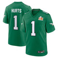 #1 Jalen Hurts Player Kelly Green P.Eagles Super Bowl LIX 2nd Alternate Game Football Jerseys